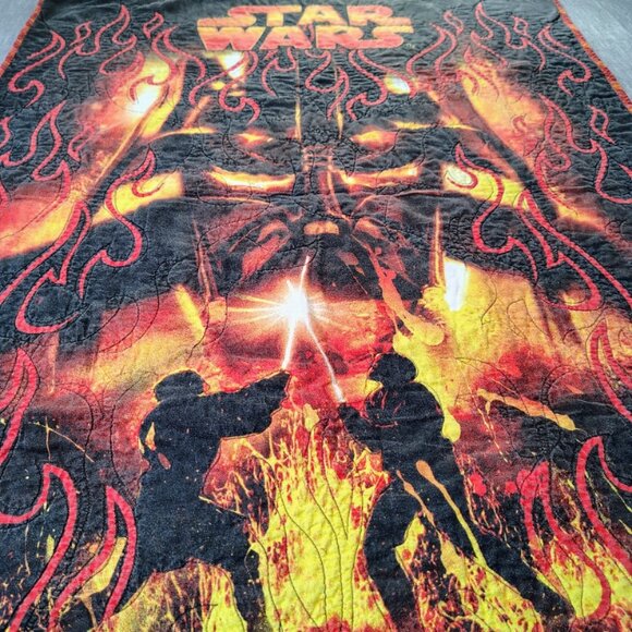VINTAGE Star Wars Baby Blanket Quilted Stitches Revenge Of The Sith Darth Vader - Picture 3 of 9